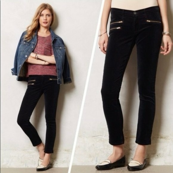 [30RIns27”]AG Moto Stevie Ankle Mid-Rise Slim Straight Black Corduroy - Picture 1 of 9